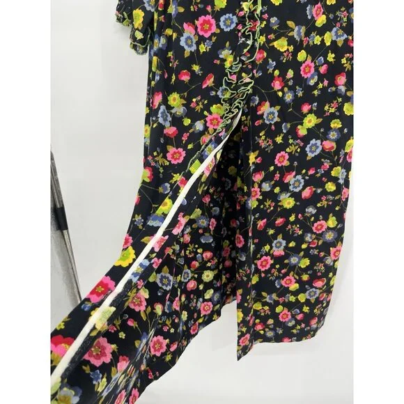 Vintage 60s 70s Lane Bryant Floral House Dress Ruffle No Sz Missing buttons - Picture 3 of 4